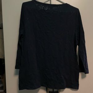 Basic Edition navy lace printed long sleeved shirt